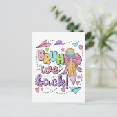 Bruh We Back Funny Back to School Kindergarten インビテーションポストカード (スタンド正面)