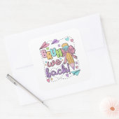 Bruh We Back Funny Back to School Kindergarten スクエアシール (封筒)