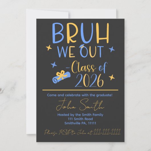 Bruh, We Out 2026 卒業パーティー 招待状 (正面)