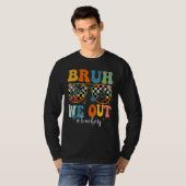 Bruh We Out Teacher Sunglasses Peace Sign Groovy S Tシャツ (正面フル)