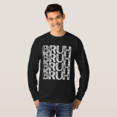 Bruh White Color Distressed Bruh Tシャツ (正面フル)