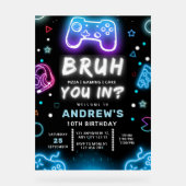 BRUH YOU IN? ネオンゲーマー 誕生日招待状 アクリルサイン (正面)