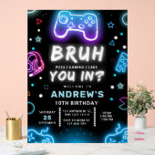 BRUH YOU IN? ネオンゲーマー 誕生日招待状 アクリルサイン (ウェディング)