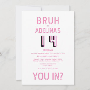 BRUH YOU IN 10代の Girl Bdayビデオゲームスリープバー 招待状