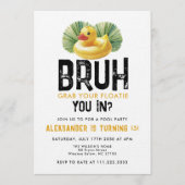 Bruh You In Pool Party Funny Duck Boy Birthday  招待状 (正面)