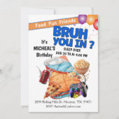 Bruh You In? Sleep Over Boy Birthday Party 招待状 (正面)