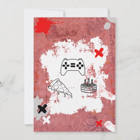 Bruh You In Video 10代の Game Boy誕生日 招待状 (裏面)