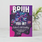 Bruh You In Video Gameネオンゲーマーバースデーパーティー 招待状 (スタンド正面)