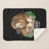 Bruin jongetje die een leeuw knuffelt シェルパブランケット (正面(横))