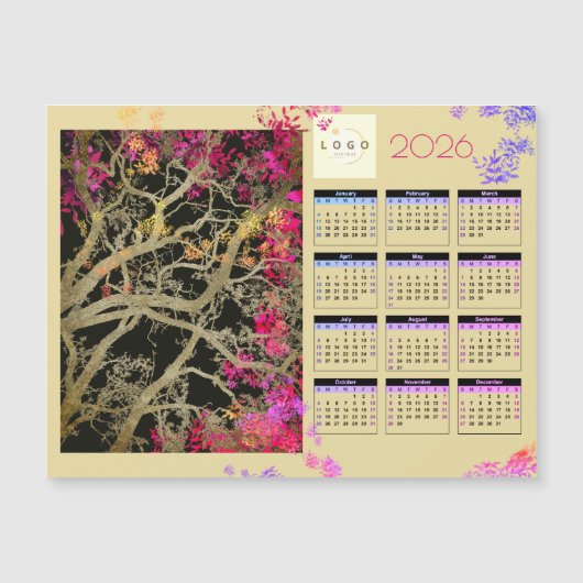 Bruin tree 2026会社の磁気カレンダー (正面)