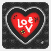 Bruisedハートv1.1平方ステッカー スクエアシール (正面)