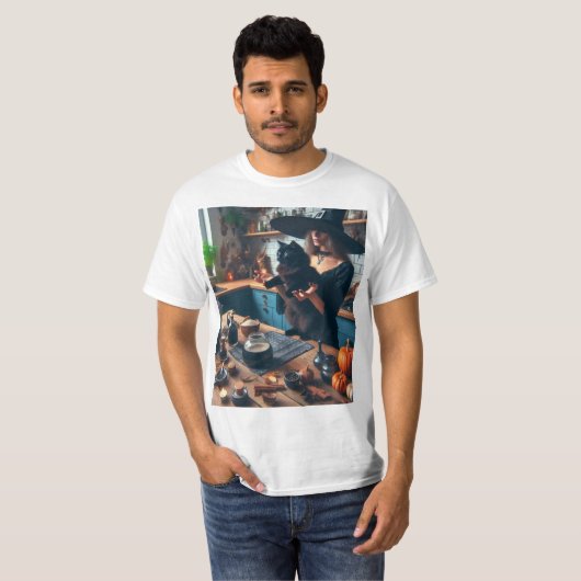 Bruja en la cocina con su gato tシャツ (正面フル)