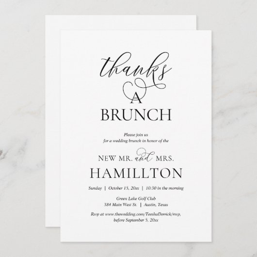 Brunch, 感謝してい PostのElopementパーティー 招待状 (正面/裏面)
