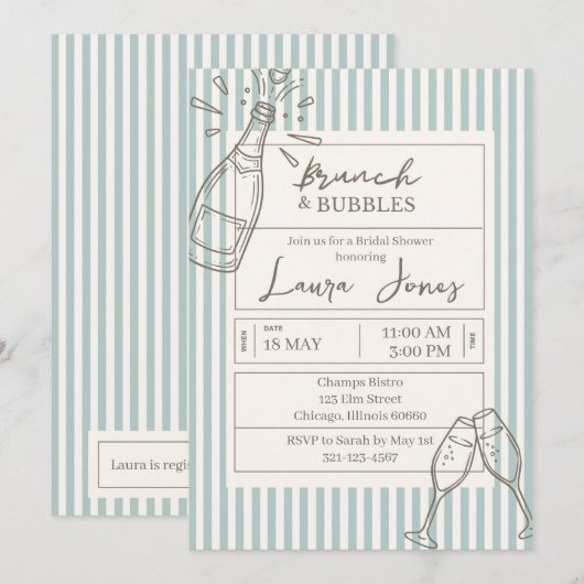 Brunch and Bubbles 招待状 (正面/裏面)