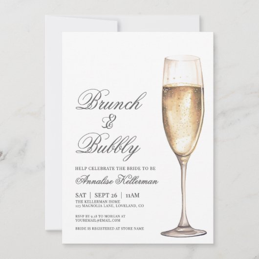 Brunch And Bubbly Bridal Shower 招待状 (正面)