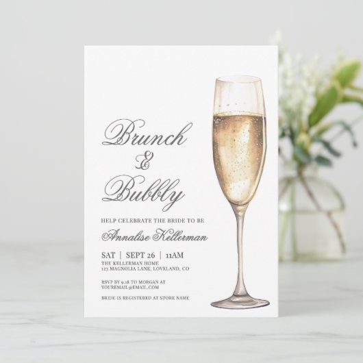 Brunch And Bubbly Bridal Shower 招待状 (スタンド正面)