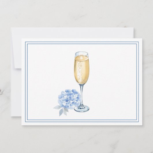 Brunch and Bubbly Bridal Shower Blue Champagne Pop 招待状 (裏面)