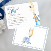 Brunch and Bubbly Bridal Shower Blue Champagne Pop 招待状
