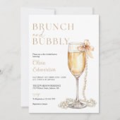 Brunch And Bubbly Champagne QR Code Bridal Shower 招待状 (正面)