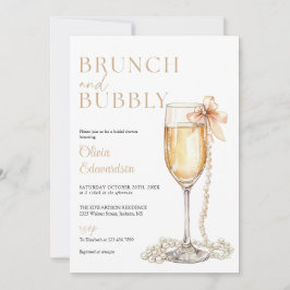 Brunch And Bubbly Champagne QR Code Bridal Shower 招待状