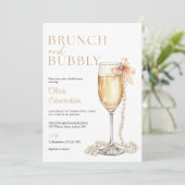 Brunch And Bubbly Champagne QR Code Bridal Shower 招待状 (スタンド正面)