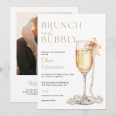 Brunch And Bubbly Photo QR Code Bridal Shower 招待状 (正面/裏面)