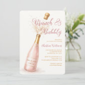 Brunch and Bubbly Pink Champagne Bridal Shower 招待状 (スタンド正面)