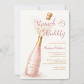 Brunch and Bubbly Pink Champagne Bridal Shower 招待状 (正面)