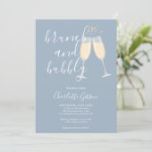 Brunch And Bubbly QR Code Dusty Blue Bridal Shower 招待状 (スタンド正面)
