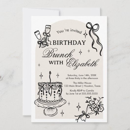 Brunch Birthday Invitation 招待状 (正面)