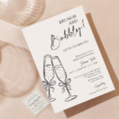 Brunch & Bubbly Champagne Black Bow Bridal Shower 招待状