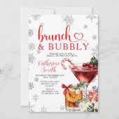 Brunch Bubbly Christmas Dinner Bridal Shower  招待状 (正面)