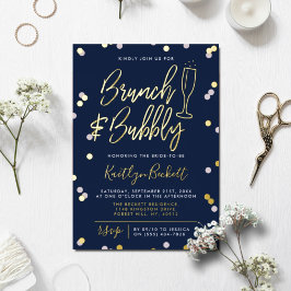 Brunch & Bubbly Confetti Bridal Shower Real 箔招待状