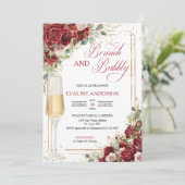 Brunch & Bubbly Elegant Red Rose Bridal Shower | 招待状 (スタンド正面)