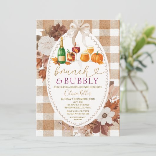 Brunch & Bubbly Fall Cocktail Bridal Shower 招待状 (スタンド正面)