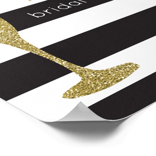 Brunch & Bubbly Faux Glitter Shower Welcome Sign ポスター (角)