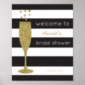 Brunch & Bubbly Faux Glitter Shower Welcome Sign ポスター (正面)