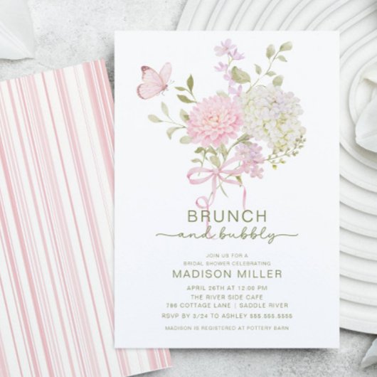Brunch & Bubbly Floral Bridal Shower Invite 招待状