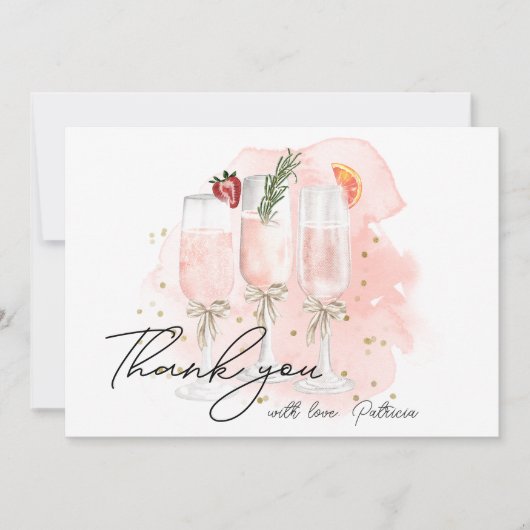 Brunch & Bubbly Mimosa Bridal Shower Thank You 招待状 (正面)
