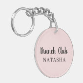 Brunch Club | ピンクの手書きスクリプト キーホルダー (正面左)