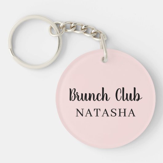 Brunch Club | ピンクの手書きスクリプト キーホルダー (正面)