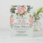 Brunch Elegant Handpainted Floral 30th Birthday  招待状 (スタンド正面)
