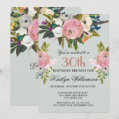 Brunch Elegant Handpainted Floral 30th Birthday  招待状 (正面/裏面)