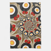 Brunch Fractal Art Funny Food, Tomatoes, Eggs キッチンタオル (縦)