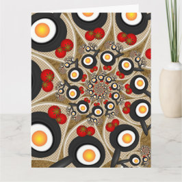 Brunch Fractal Art Funny Food, Tomatoes, Eggs サンキューカード
