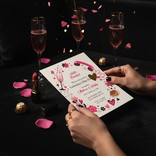 Brunch Waffle Galentine's Invitation 招待状