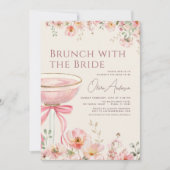 Brunch with The Bride Coquette Bow Bridal Shower 招待状 (正面)