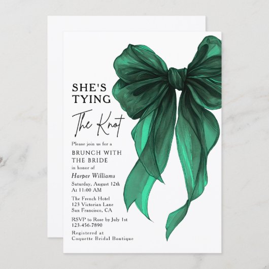 Brunch With The Bride She's Tying The Knot Bow 招待状 (正面/裏面)