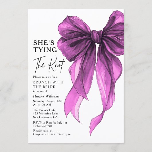 Brunch With The Bride She's Tying The Knot Bow 招待状 (正面)