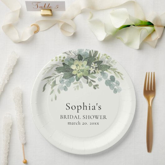 Brunch y Bubbly Glass of Champange Bridal Shower ペーパープレート (ウェディング)